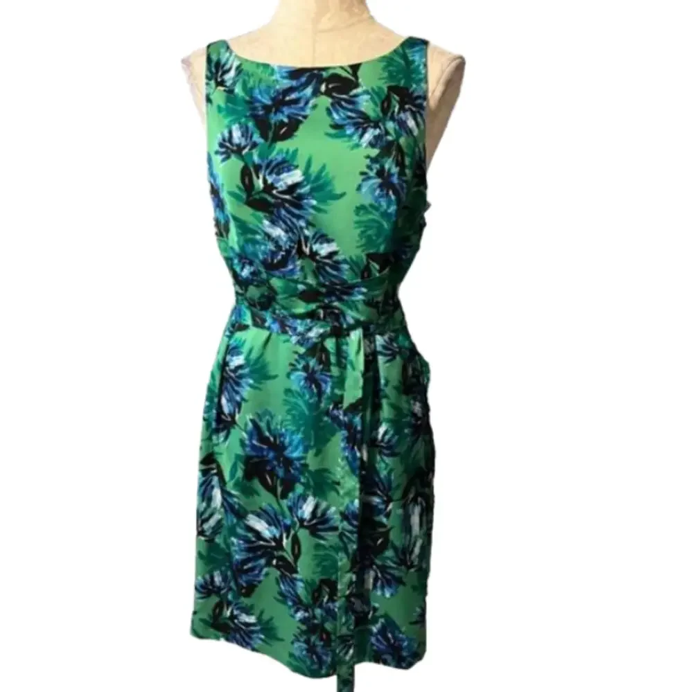 Banana Republic Green Blue Summer Dress 10 Washable